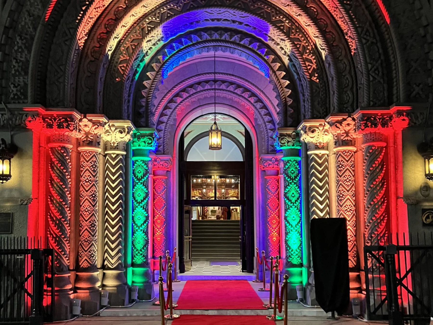 Rainbow lit archway