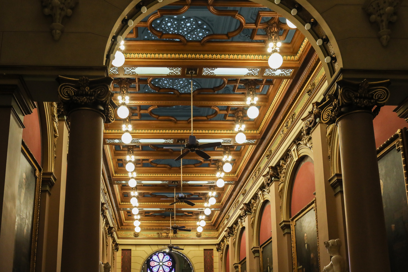 2V9A1906 View of foyer with star decorations on the ceiling.